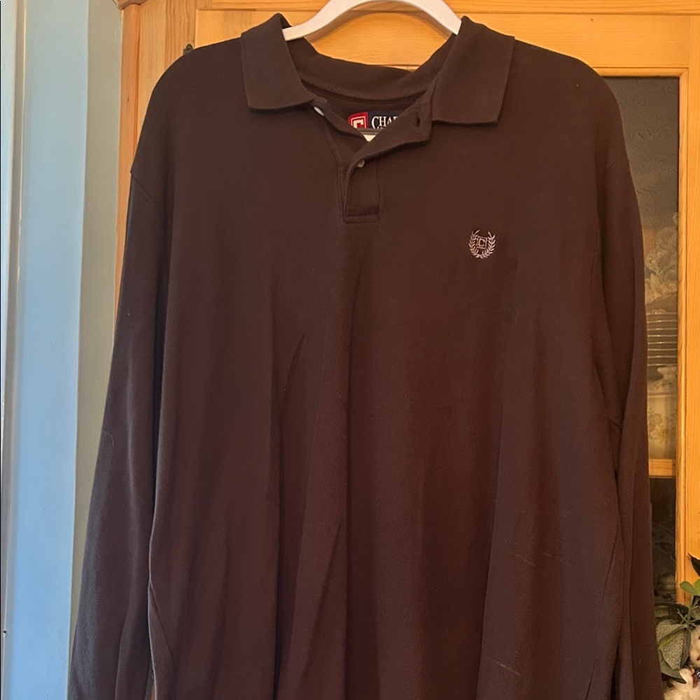 Chaps Men's Long-Sleeve Polo Shirt in Brown